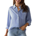 Striped Top Long-Sleeves Blue