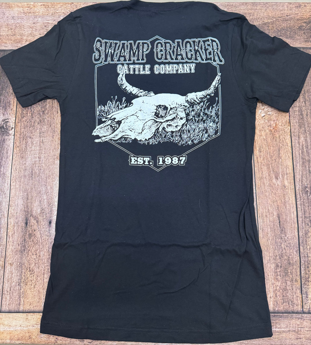 Swamp Cracker Field Skull Cattle Company T-Shirt in Black
