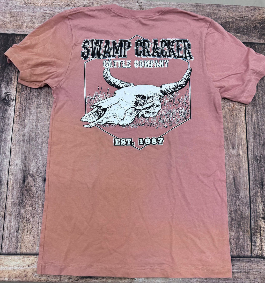 Swamp Cracker Field Skull Cattle Company T-Shirt in Terra Cotta