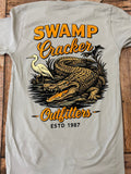 Swamp Cracker Marsh Alligator T-Shirt in Athletic Gray - lifestyle view