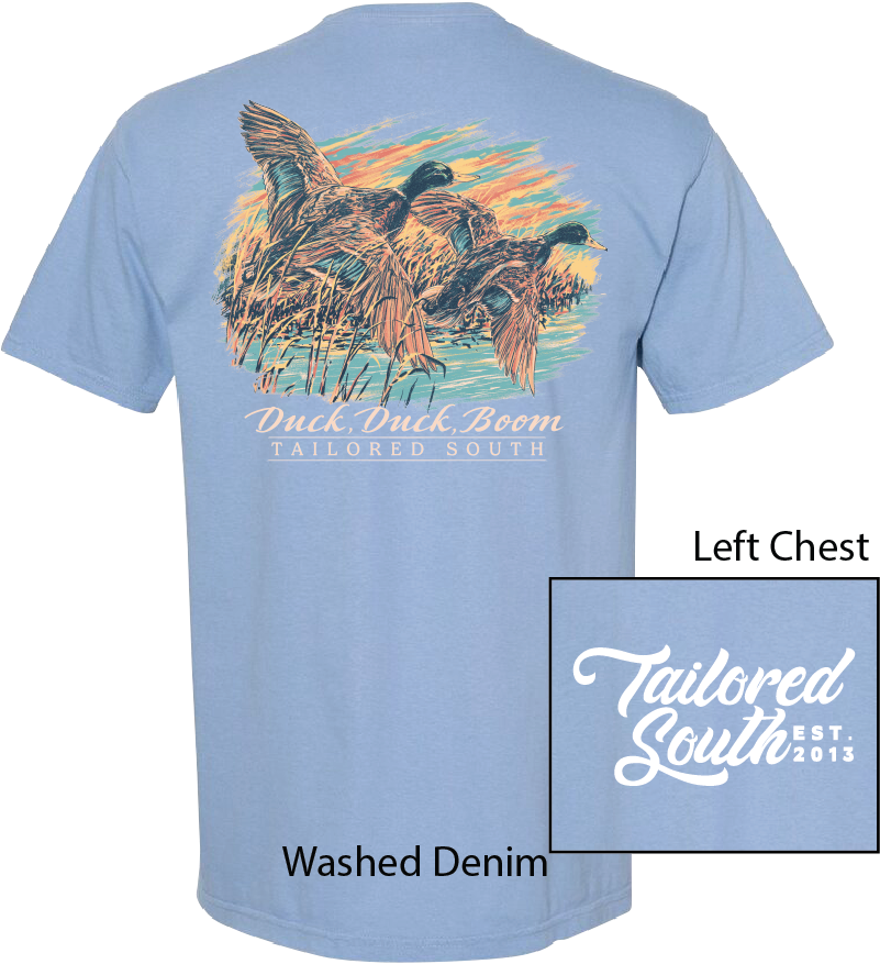 Tailored South Duck Hunting Graphic T-Shirt in Washed Denim