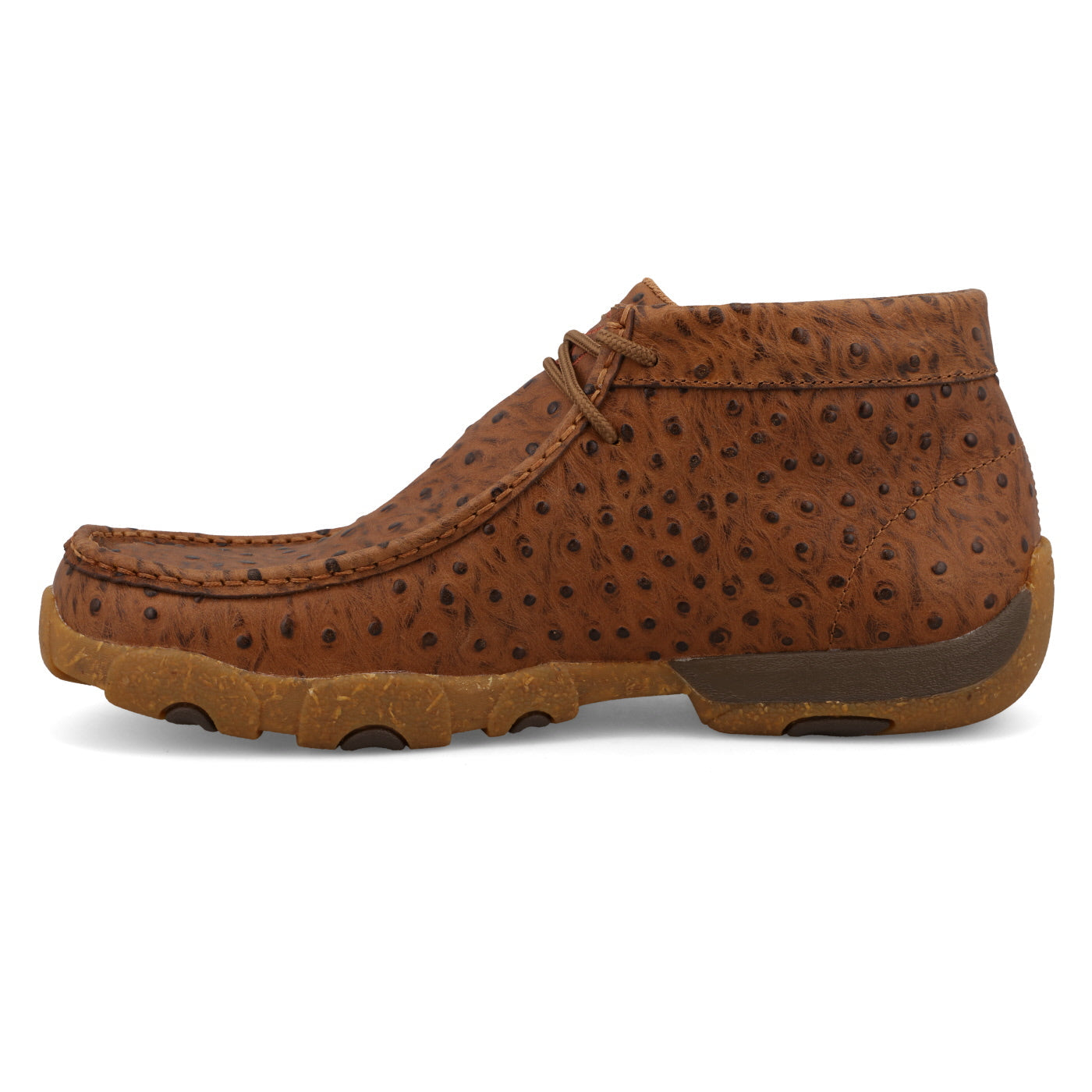 Men's Chukka Driving Moc - Cognac Ostrich Print - side view