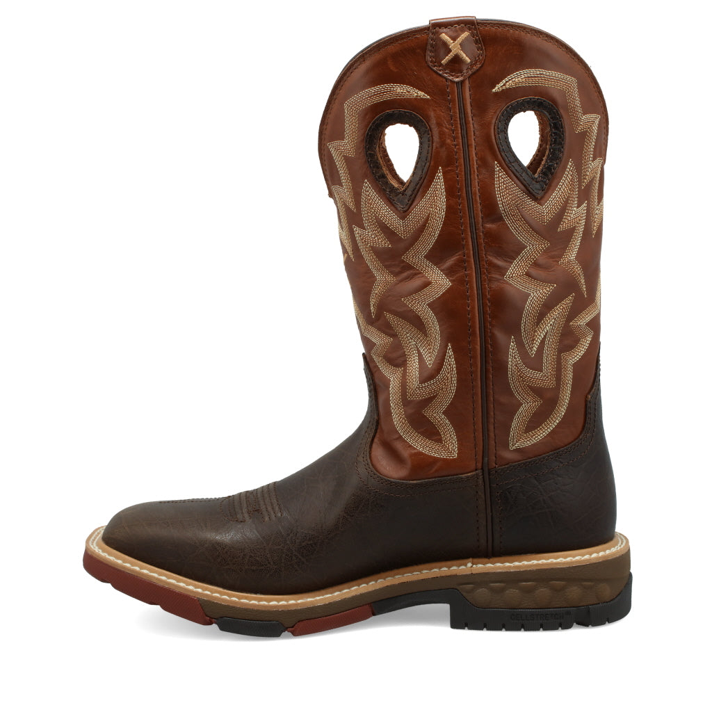 Men's 12" Waterproof Western Work Boot - Smokey Chocolate & Spice - side view