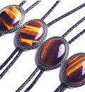 Western Genuine Tiger Eye Cowboy Bolo Tie Necklace