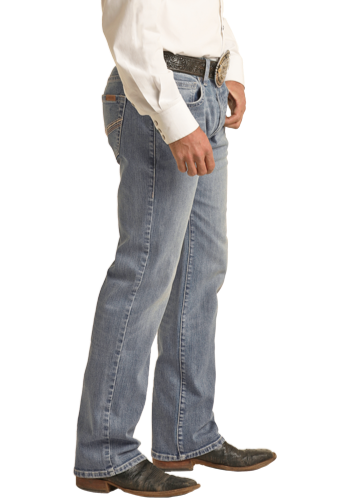 Vintage '46 Regular Fit V Embroidered Stackable Bootcut Jeans – back view