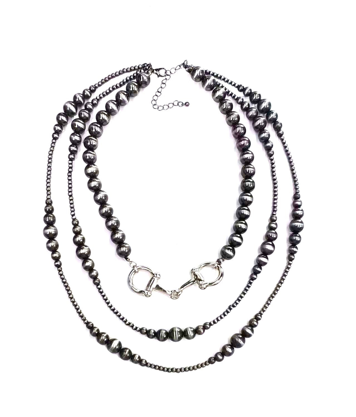 Western three-layer Navajo pearl snaffle bit necklace