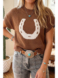 Little Daisy Closet Western animal print knit top in Chestnut view 1