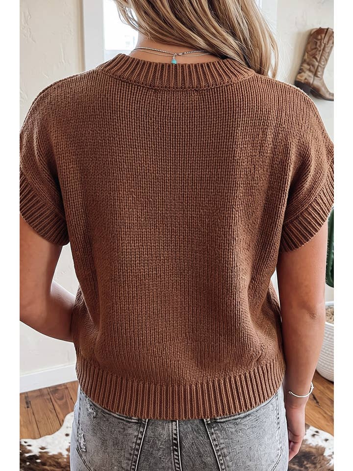 Little Daisy Closet Western animal print knit top in Chestnut view 3