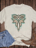 Western Boot Stitch Turquoise Graphic Tee in oat