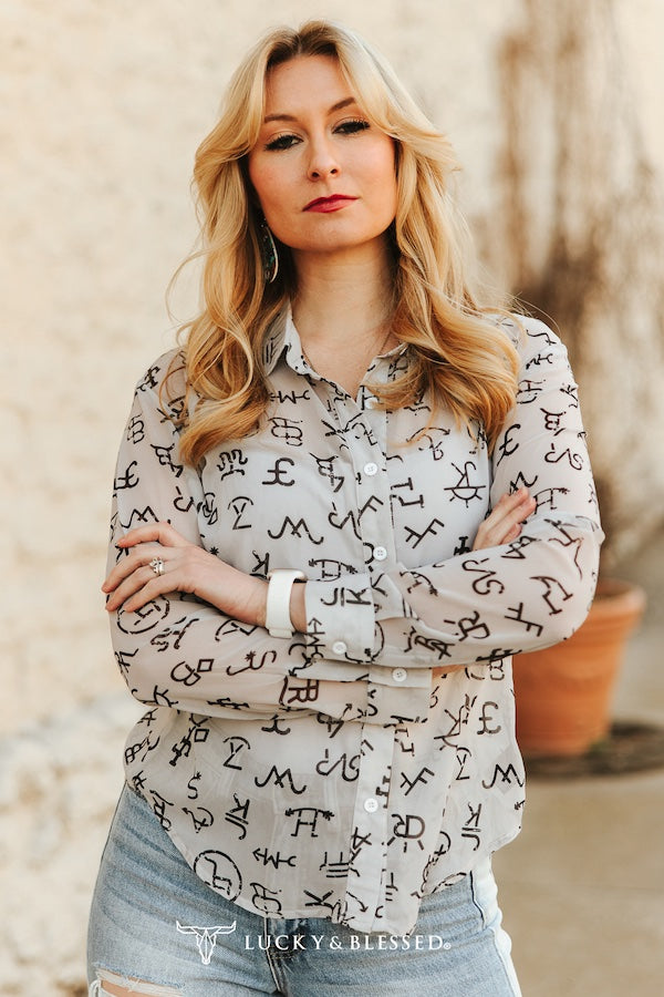 Western Brands Desert Chiffon Collared Shirt