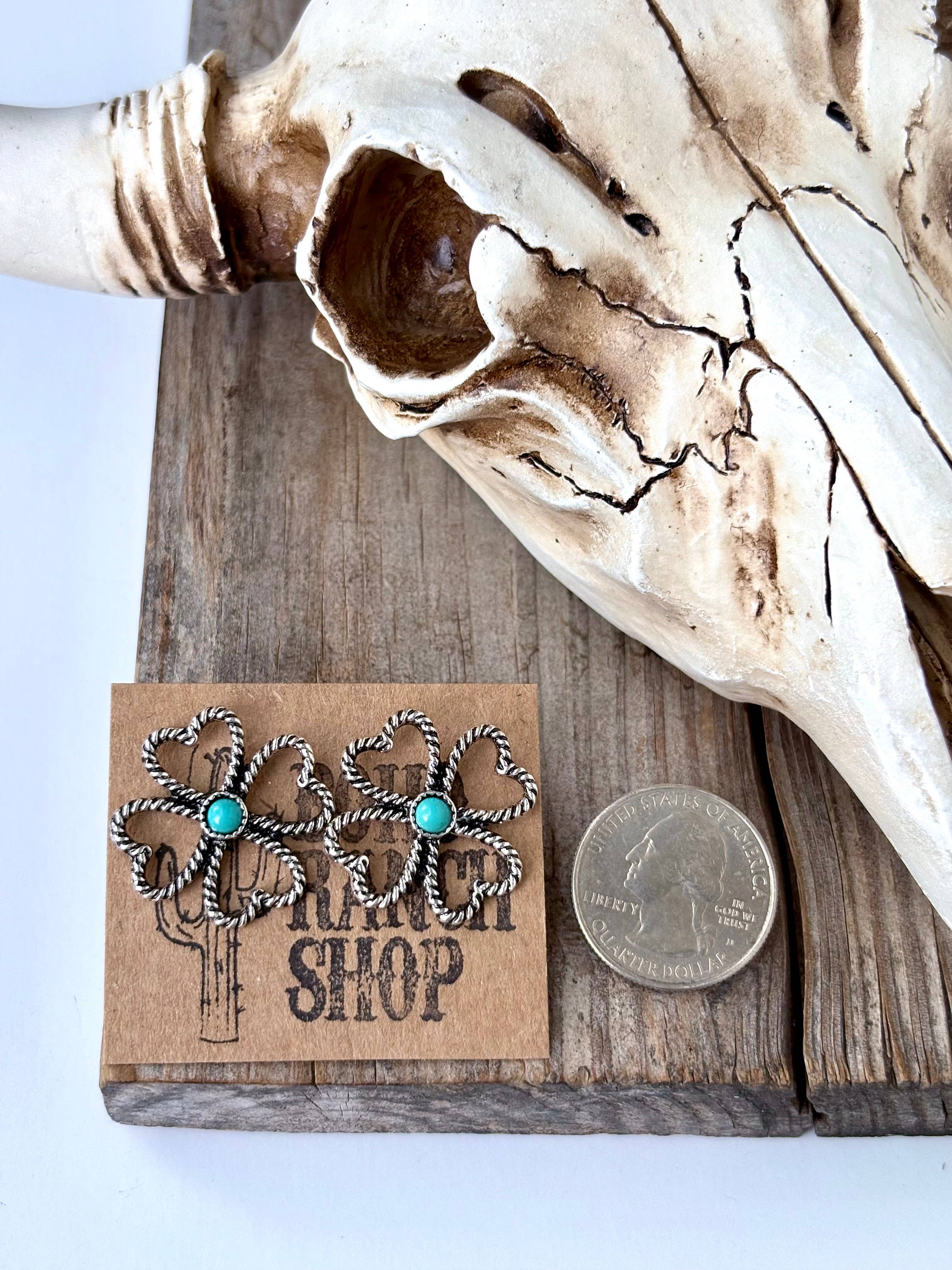 Western Clover with Stone Stud Earrings, supplier view 2