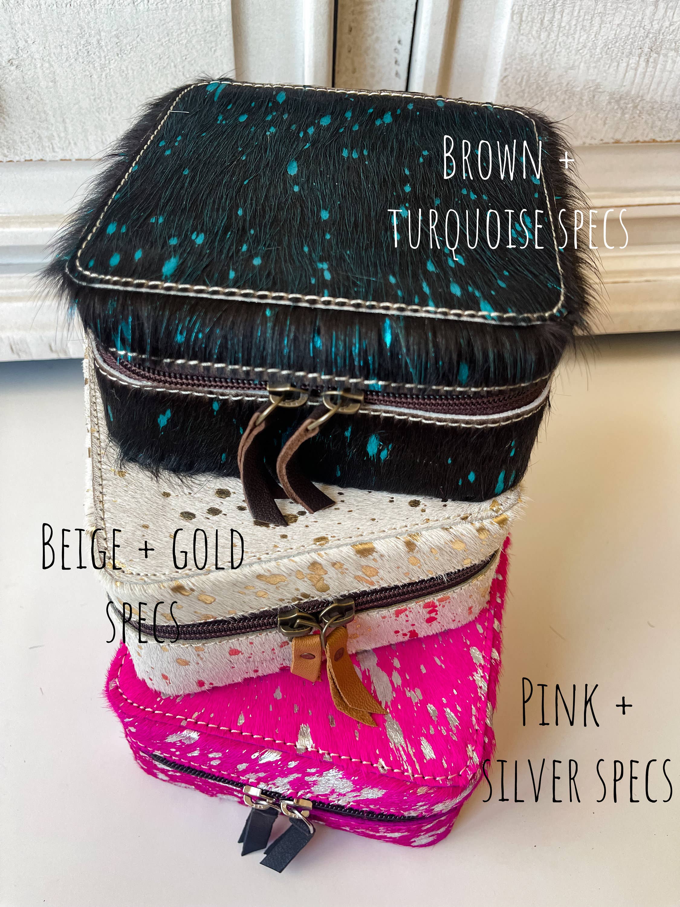Western Cowhide Leather Jewelry Box - travel storage, supplier view 3