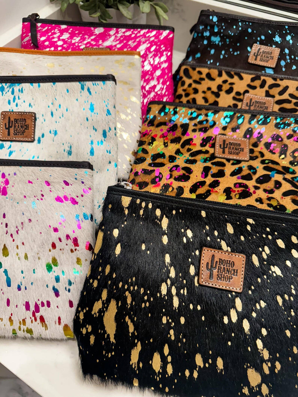 Western Cowhide Makeup Bag Travel, supplier view 3
