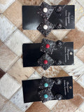 Western double drop concho stone earrings