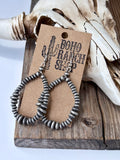 Western Flat Navajo Pearl Teardrop Hoop Drop Earrings