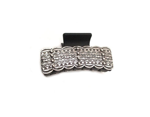 Western silver-tone metal plate hair claw