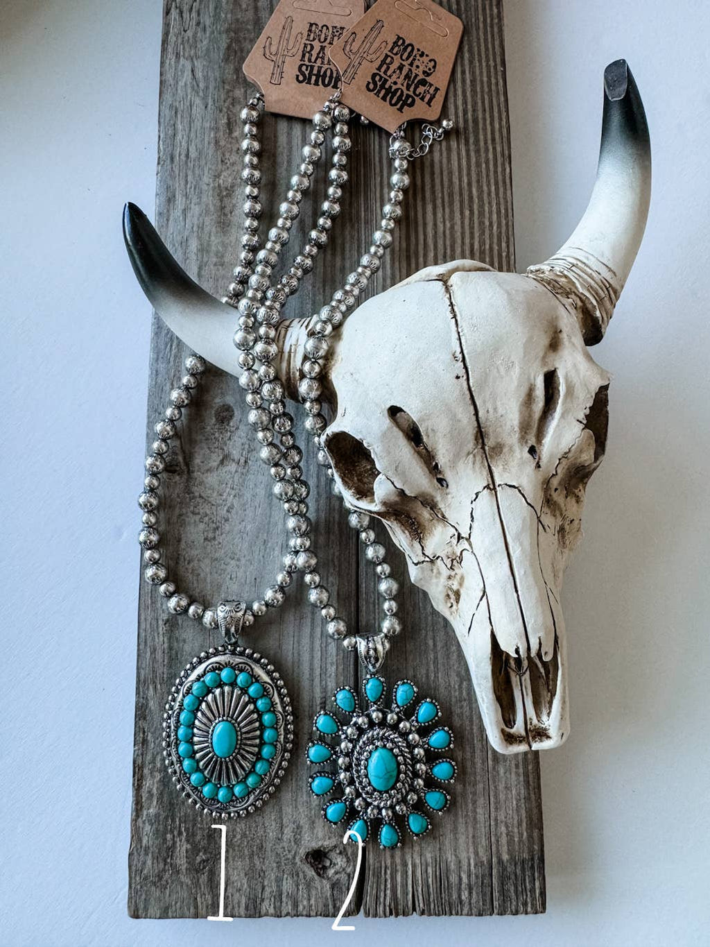 Western Pendant Navajo Style Necklace - turquoise, supplier view 2