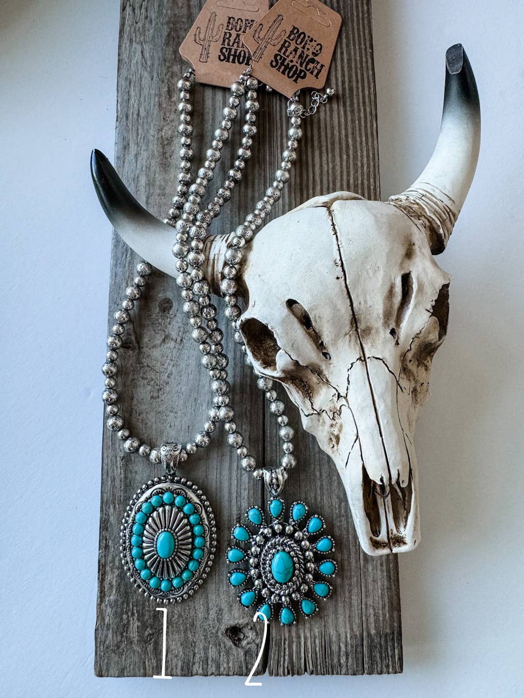 Western Pendant Navajo Style Necklace - turquoise, supplier view 2