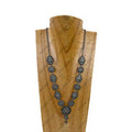 Western silver-tone flower concho necklace on 21-inch chain