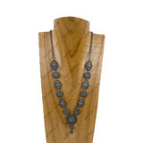 Western silver-tone flower concho necklace on 21-inch chain