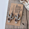 Western Style Cactus Flower Dangle Earrings