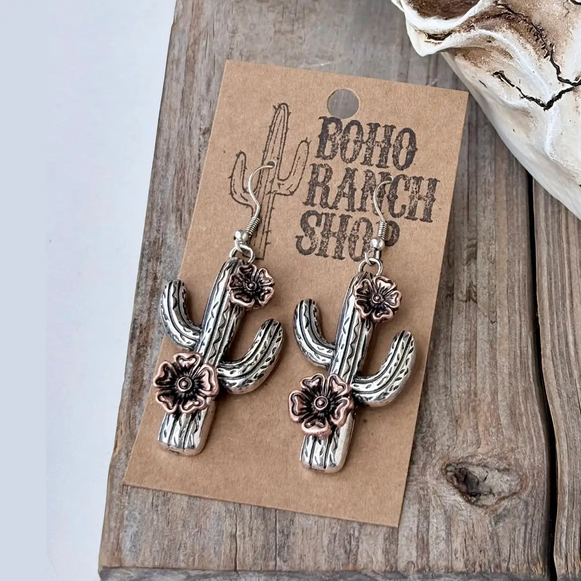 Western Style Cactus Flower Dangle Earrings