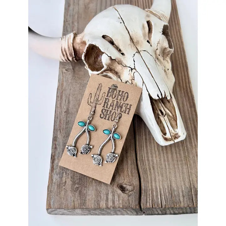 Western Style Cherry Turquoise Stone Dangle Earrings
