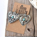 Western Style Heart Turquoise One Stone Dangle Earrings
