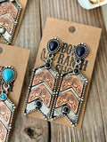 Western Style Turquoise Stone Chevron Dangle Earrings