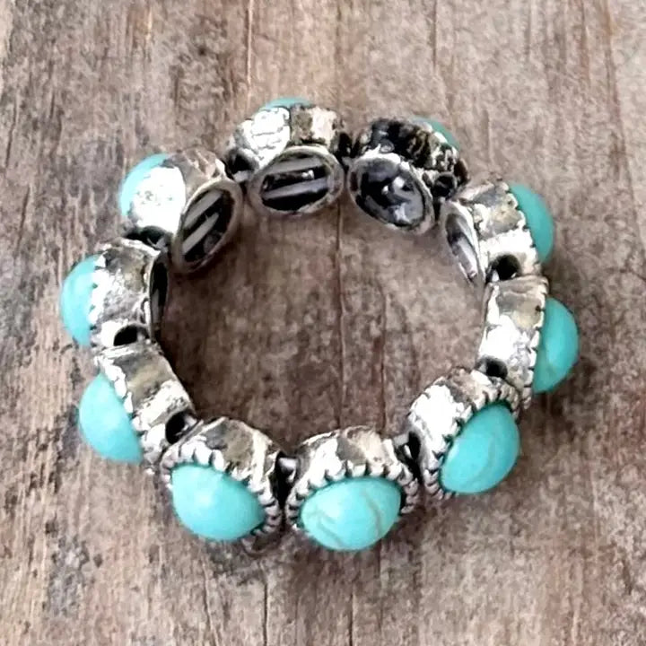 Western Style Turquoise Stone Eternity Stretch Ring