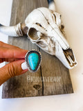 Western teardrop turquoise stone cuff ring front view