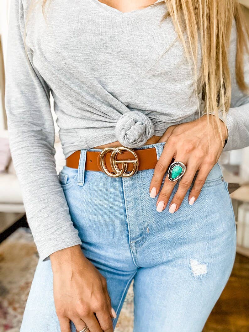 Western teardrop turquoise stone cuff ring worn on hand