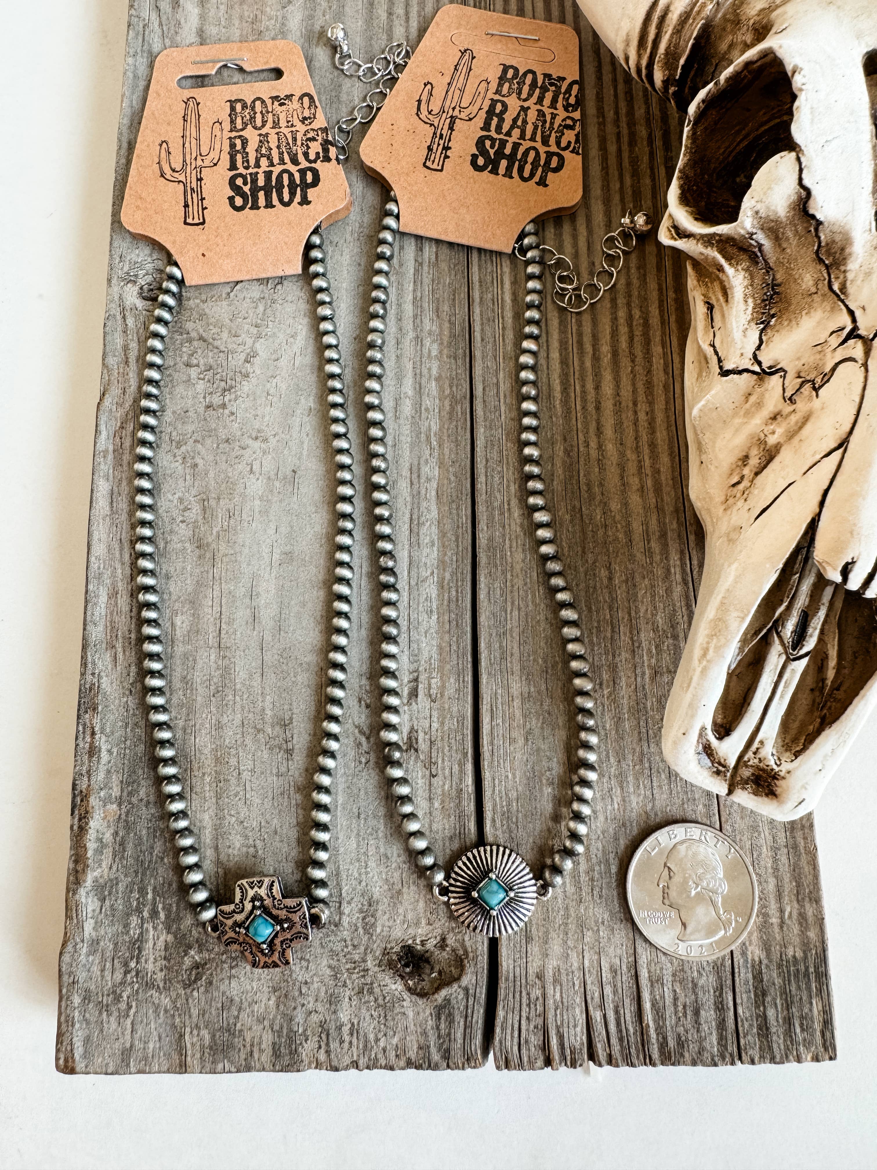 Western Turquoise Choker Necklace, supplier view 3