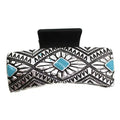 Silver-tone western hair claw with turquoise stone accents