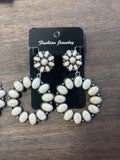 White Cluster Stone earrings