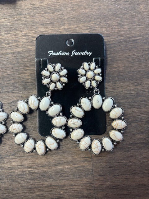White Cluster Stone earrings