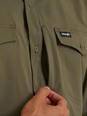 Wrangler ATG Men's Live-In Solid Long-Sleeve Shirt in Olive Night view 6