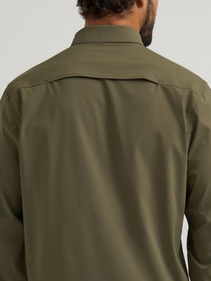 Wrangler ATG Men's Live-In Solid Long-Sleeve Shirt in Olive Night view 7
