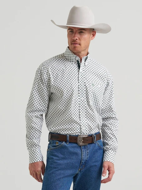 Wrangler George Strait green print men's shirt 112385367 front view