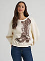 Women's Wrangler Boot Graphic Pullover in Cream front view