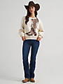 Women's Wrangler Boot Graphic Pullover in Cream back view