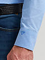 Embroidered COJO logo on Wrangler Skywash Scatter shirt