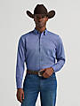 Men's Wrangler Cody Johnson One-Pocket Button-Down Shirt in Sky Microgrid front view