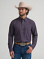 Men's Wrangler Cody Johnson Performance Button-Down Shirt in Navy Paisley front view