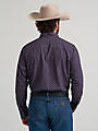Wrangler Cody Johnson Navy Paisley shirt fabric detail