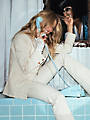 Women's Wrangler Western Pinstripe Blazer in Cream front view